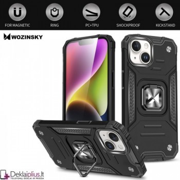 Wozinsky smūgiams atsparus dėklas su žiedu - juodas (Apple Iphone 15 Plus) Wozinsky smūgiams atsparus dėklas su žiedu - juodas (Apple Iphone 15 Plus)